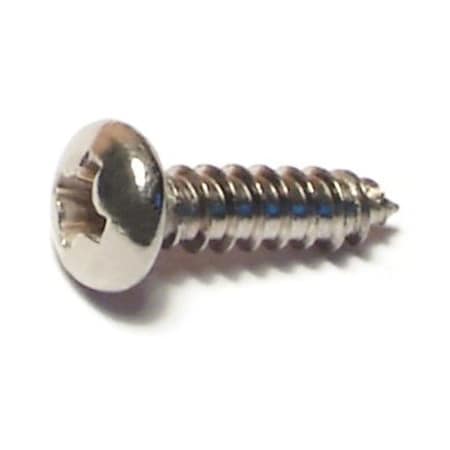 Sheet Metal Screw, #6 x 1/2 in, 18-8 Stainless Steel Pan Head Phillips Drive, 30 PK